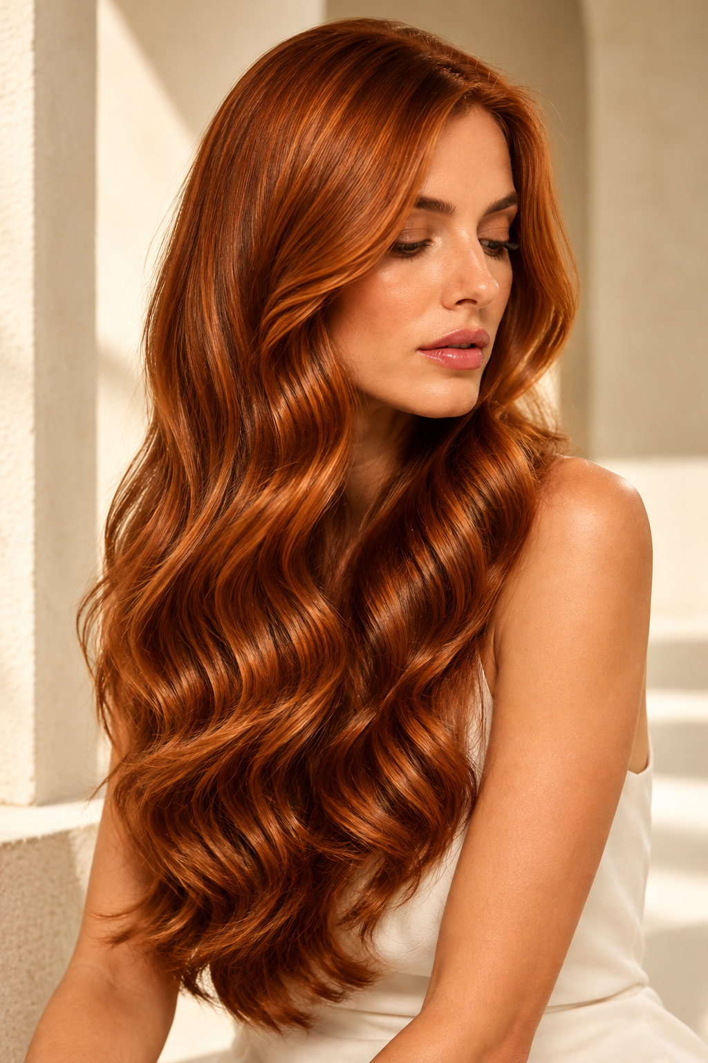 Cabello cobrizo brillante, ritual Protector del Color
